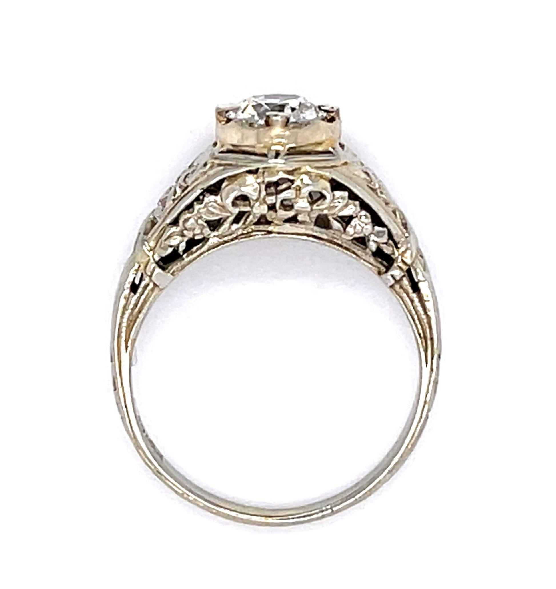 Art Deco .38ct Old European Diamond 14KW Ring (Vintage 1930s)