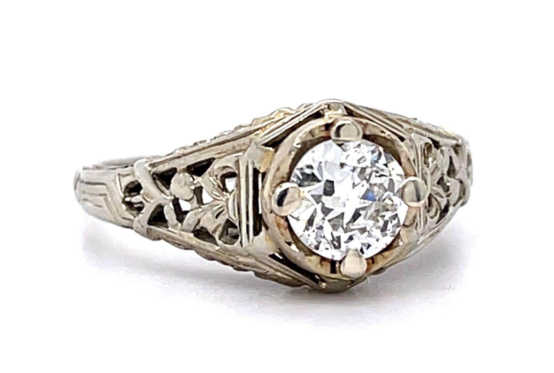 Art Deco .38ct Old European Diamond 14KW Ring (Vintage 1930s)