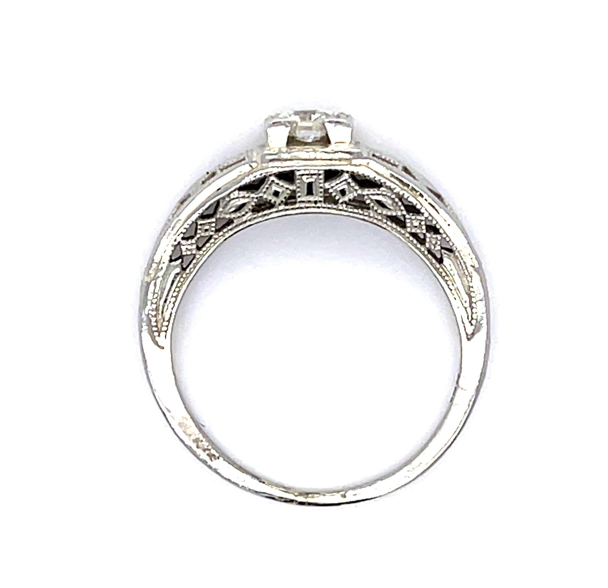 Art Deco .32ct Old European Diamond 14KW Ring (Vintage 1930s)