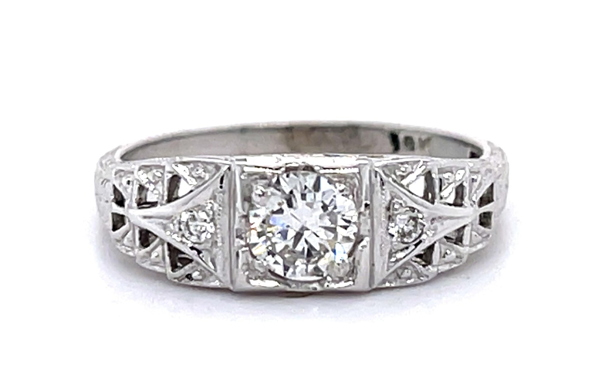 Art Deco .40ct Diamond 18KW Ring (Vintage 1930s)