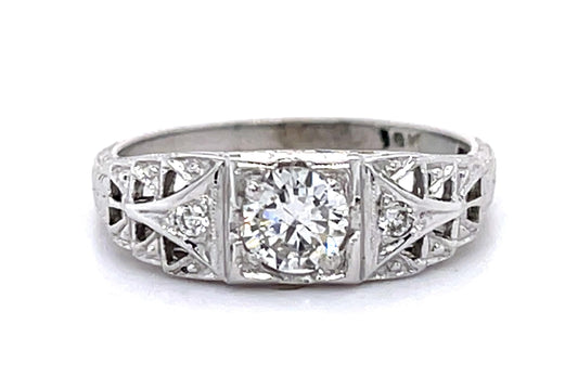 Art Deco .40ct Diamond 18KW Ring (Vintage 1930s)