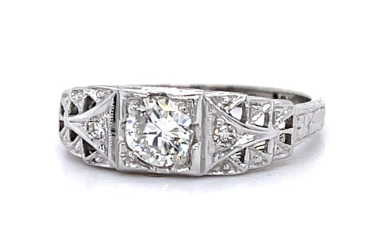 Art Deco .40ct Diamond 18KW Ring (Vintage 1930s)