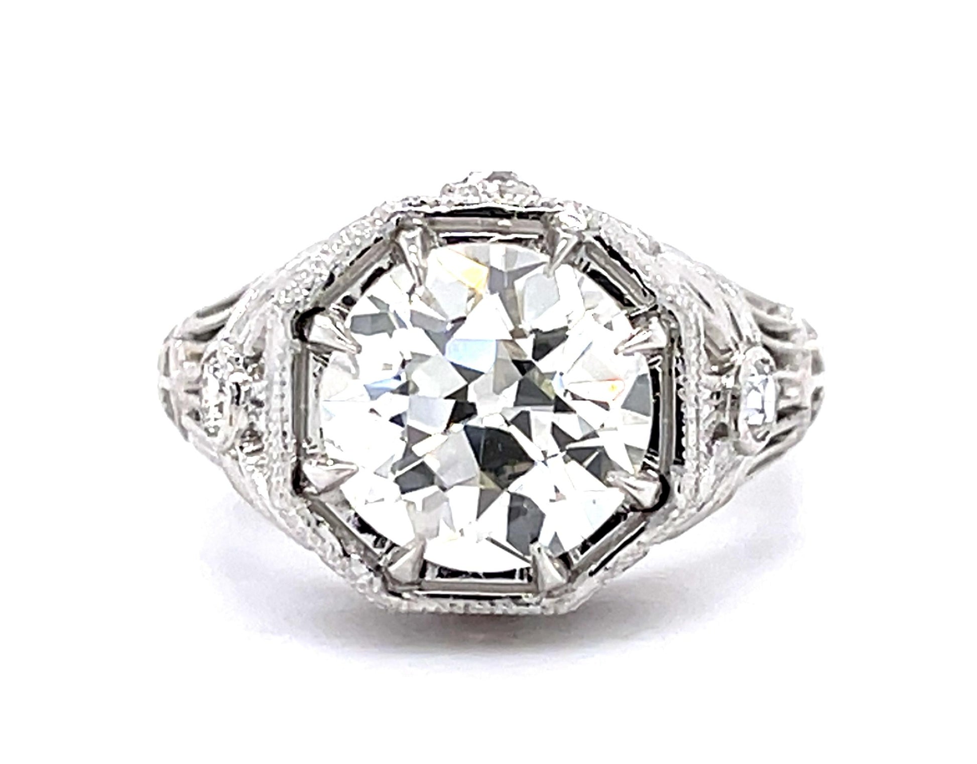 3.64ct K VS1 Old European Diamond Platinum Ring