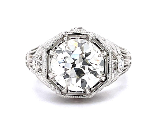 3.64ct K VS1 Old European Diamond Platinum Ring