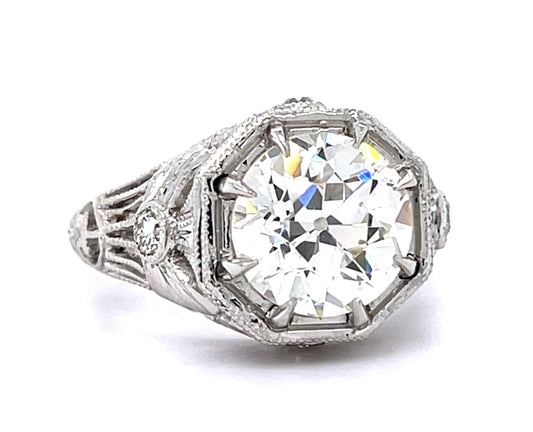 3.64ct K VS1 Old European Diamond Platinum Ring