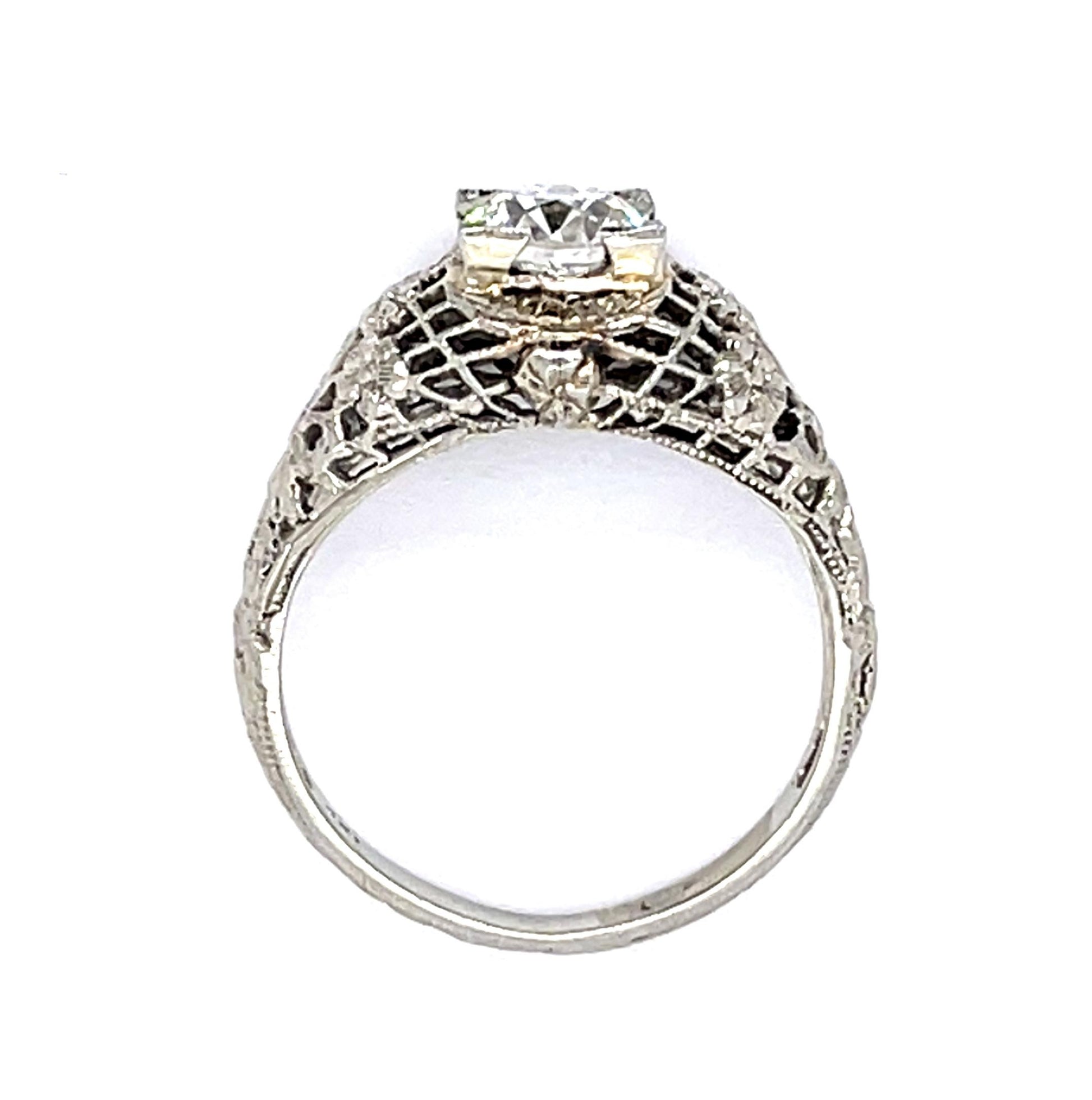 Art Deco .75ct Old European Diamond 18KW Ring (Vintage 1930s)