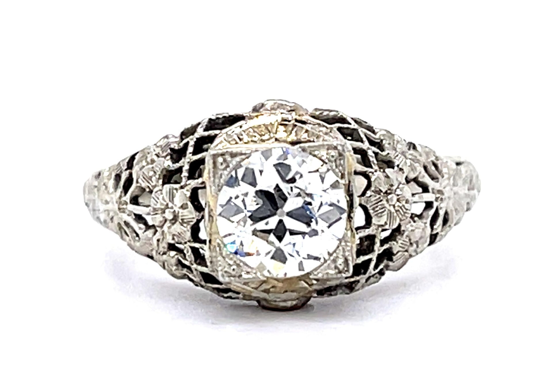 Art Deco .75ct Old European Diamond 18KW Ring (Vintage 1930s)