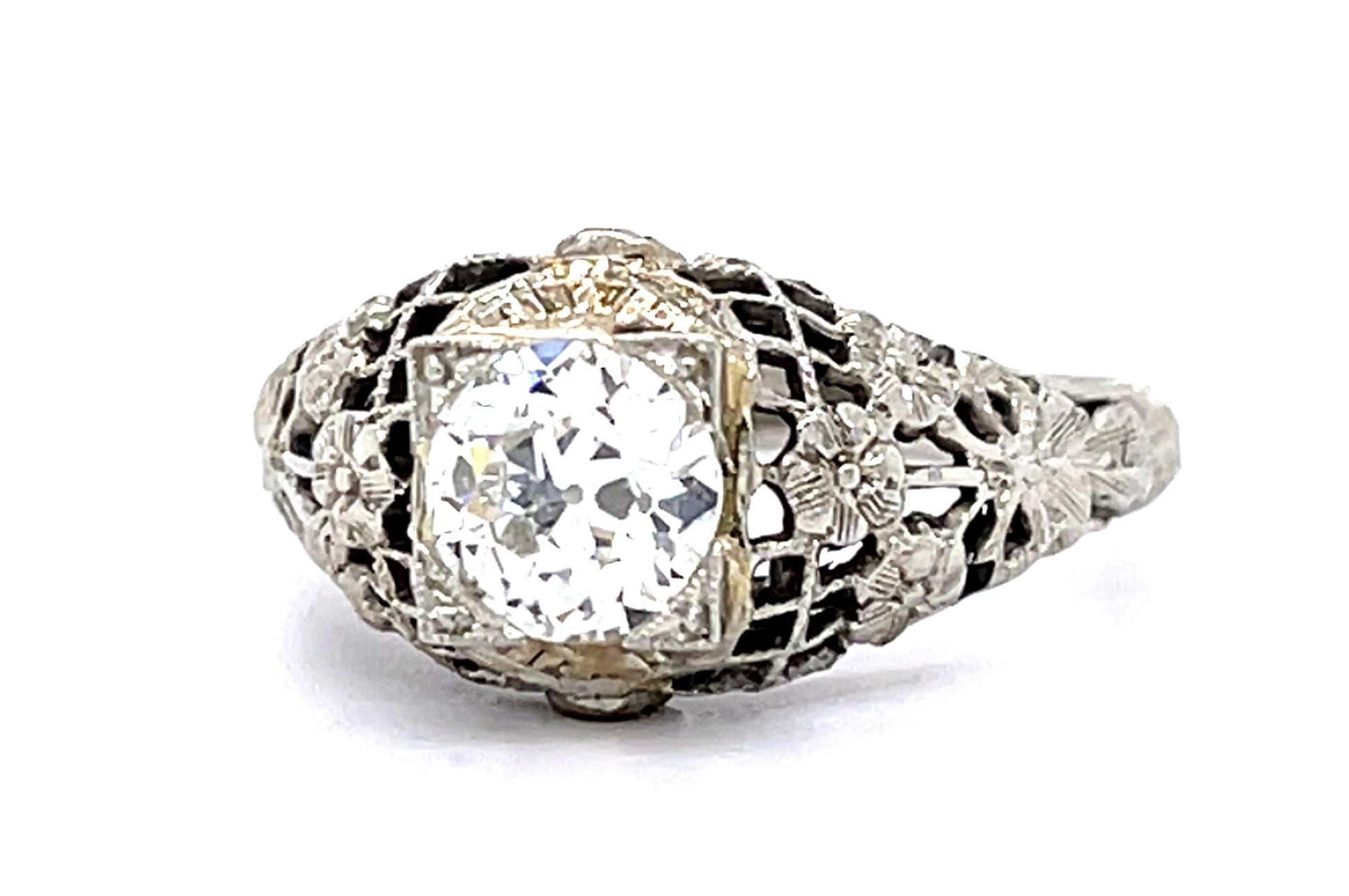 Art Deco .75ct Old European Diamond 18KW Ring (Vintage 1930s)