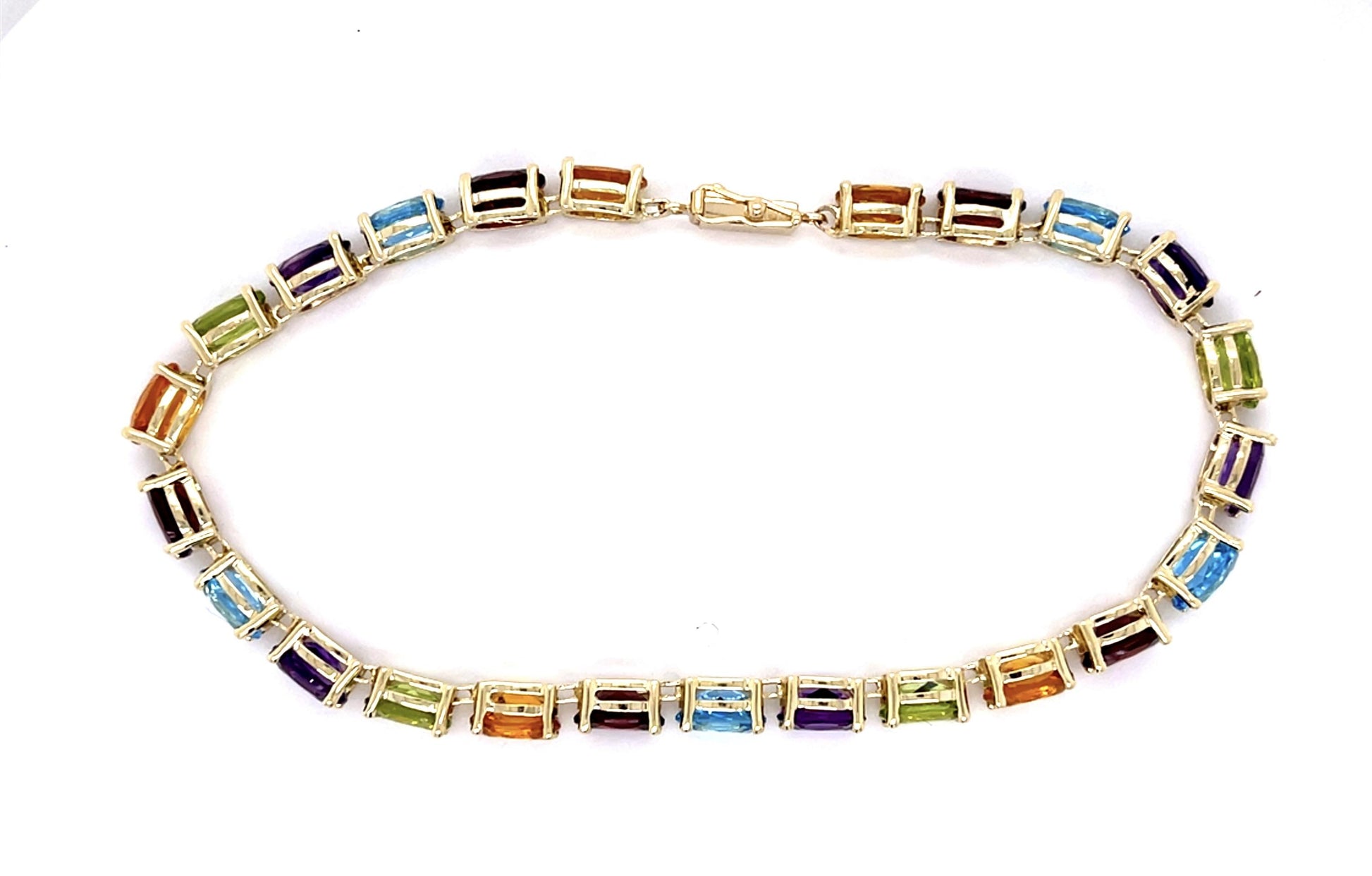 24ct Multicolor Semi Precious Gemstone 14KY Bracelet