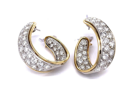 4.70ct Diamond 14KY+18KY Hoop Earrings