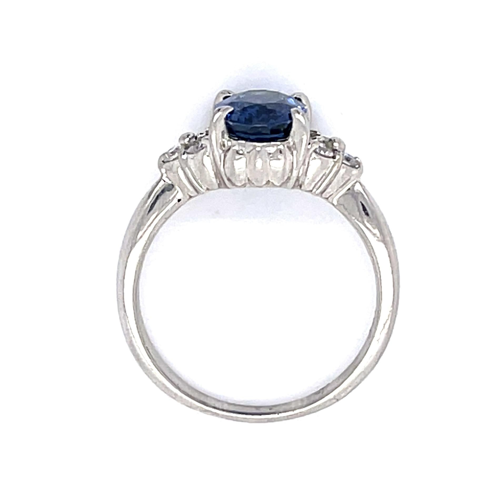 2.22ct Sapphire .16ct Diamond Platinum Ring