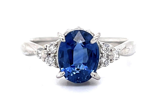 2.22ct Sapphire .16ct Diamond Platinum Ring