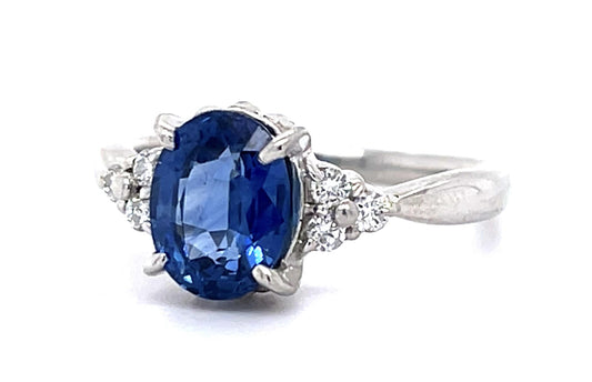 2.22ct Sapphire .16ct Diamond Platinum Ring