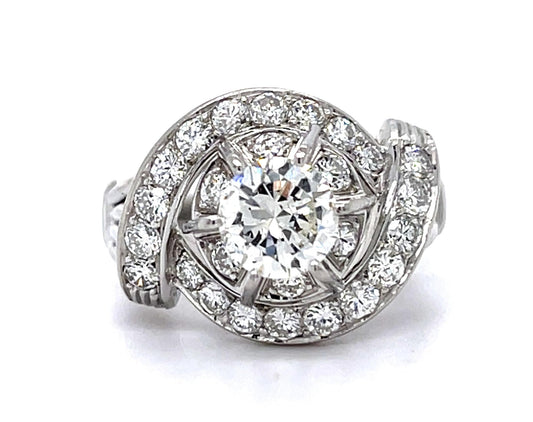 1ct Center Diamond Platinum Ring 1.40ct SD