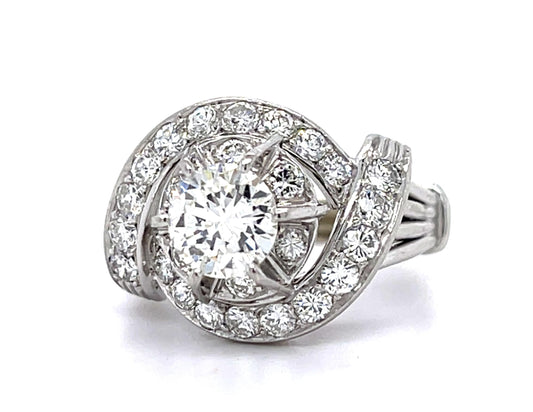 1ct Center Diamond Platinum Ring 1.40ct SD