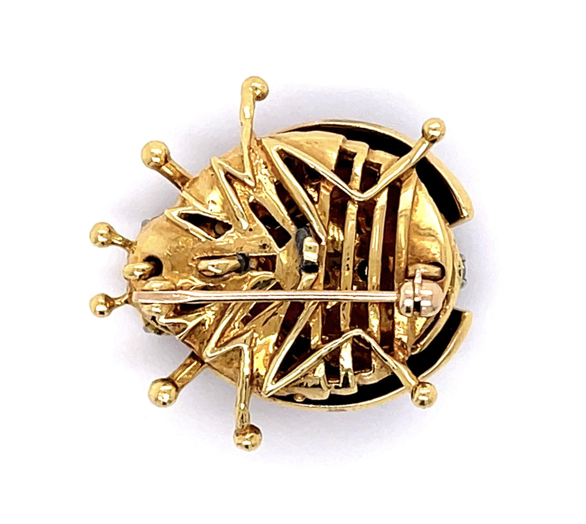 .75ct Diamond + Enamel 18KY Ladybug Brooch