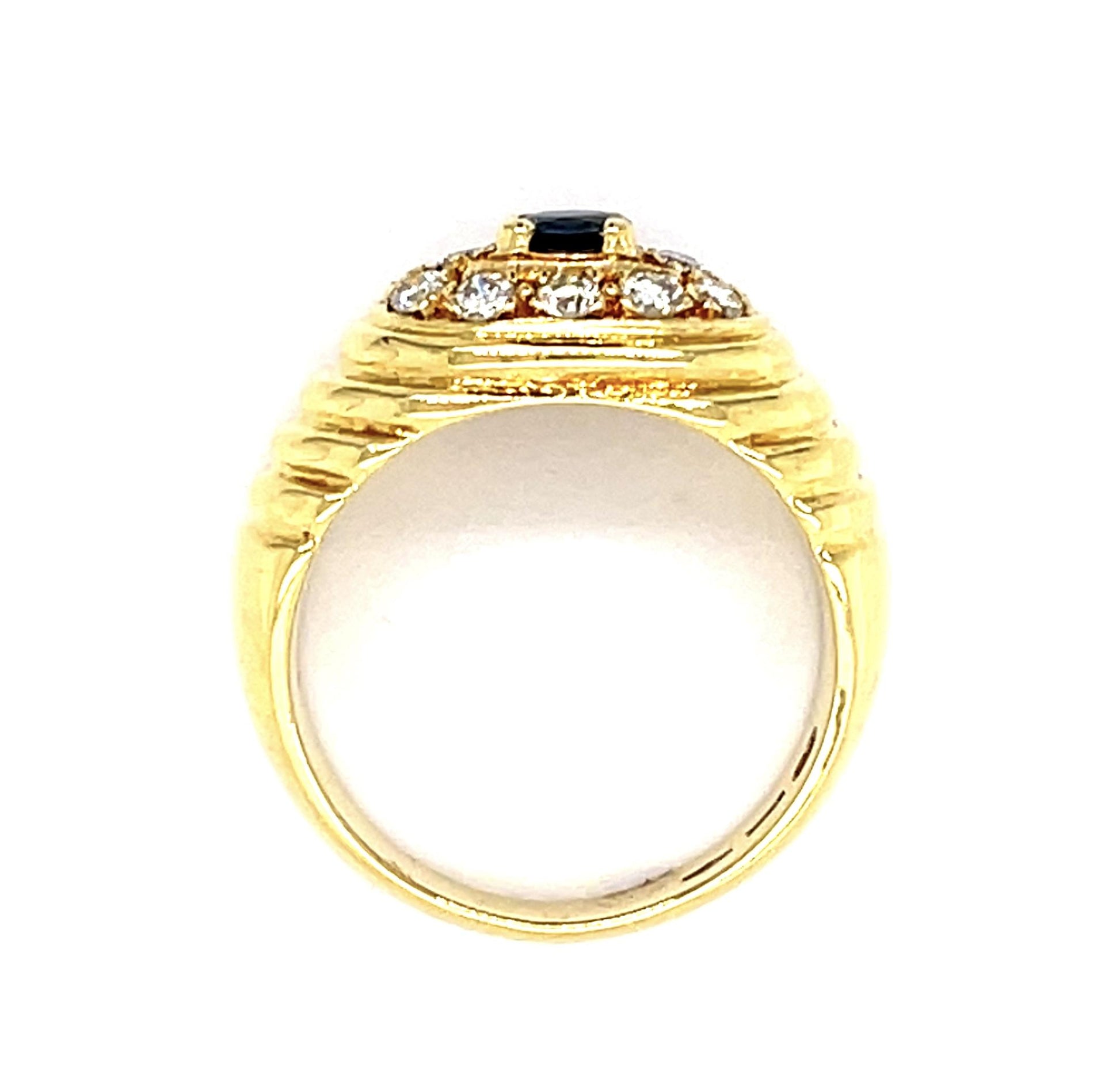 18KY Diamond & Sapphire Ring 0.24ct(dia) 0.15ct twt(sap) Circa 1960s