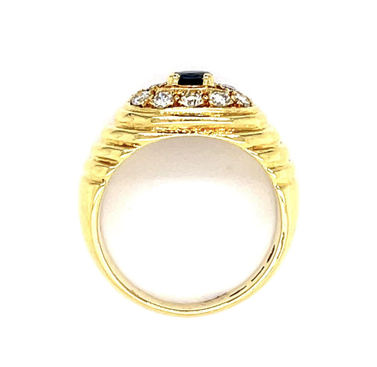 18KY Diamond & Sapphire Ring 0.24ct(dia) 0.15ct twt(sap) Circa 1960s