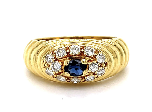 18KY Diamond & Sapphire Ring 0.24ct(dia) 0.15ct twt(sap) Circa 1960s