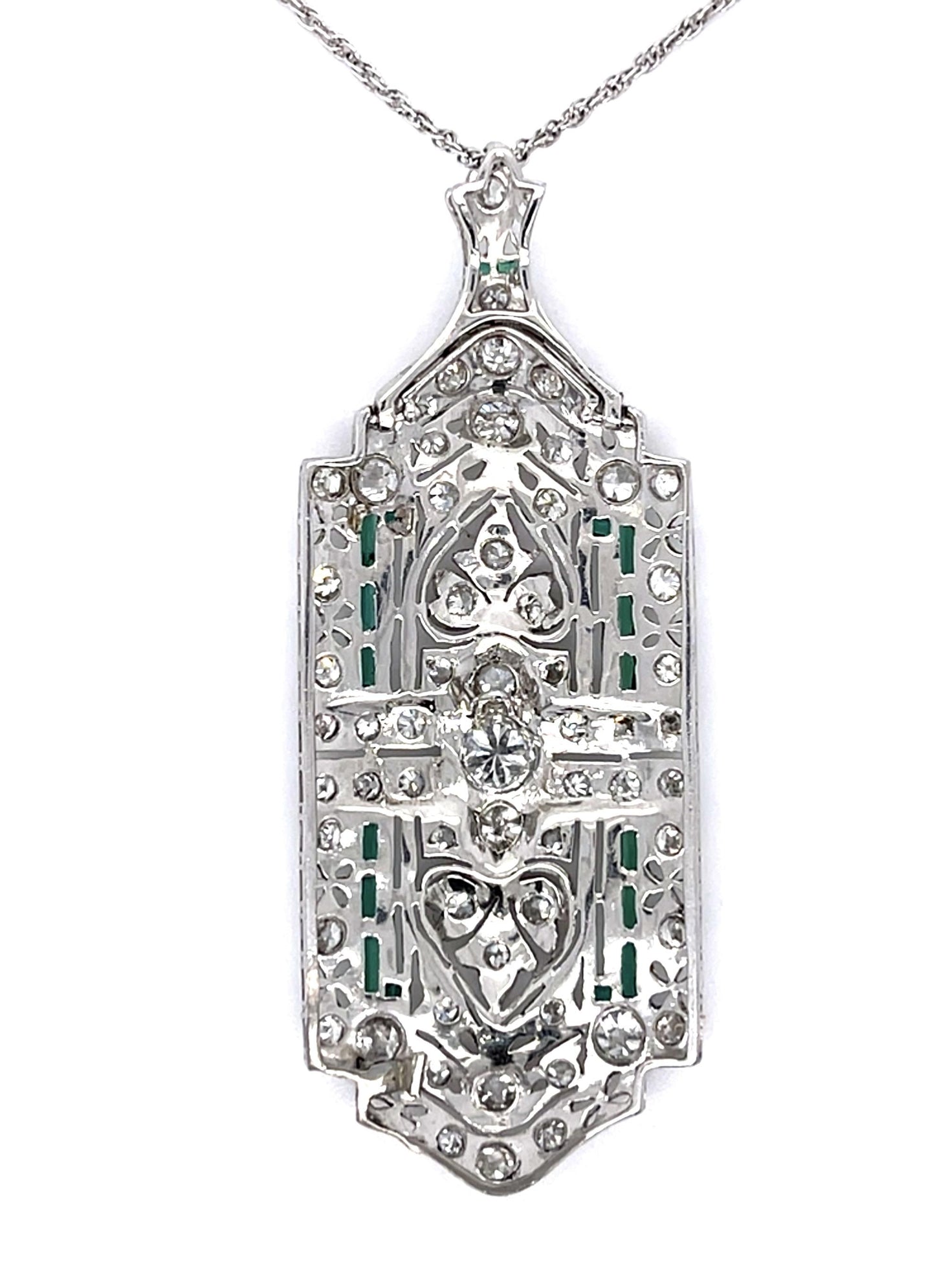 Art Deco .35ct Old Euro Center Dia Platinum Pendant (Antique 1920s) 2.70ct SD