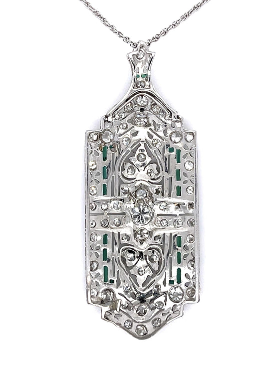 Art Deco .35ct Old Euro Center Dia Platinum Pendant (Antique 1920s) 2.70ct SD