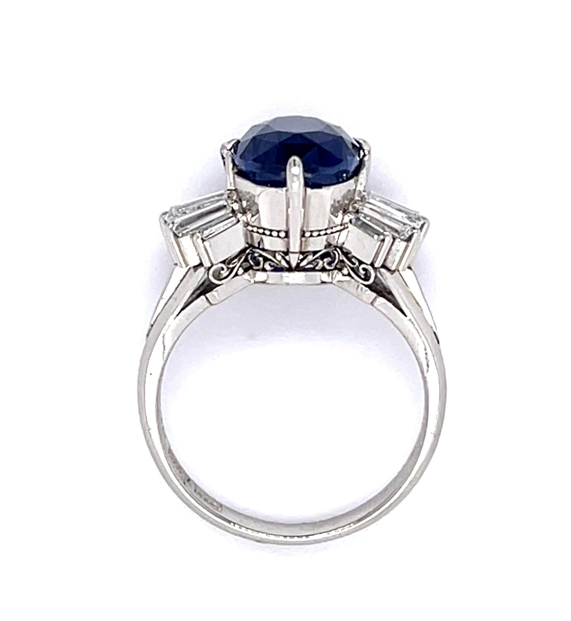 4.81ct Sri Lanka Ceylon Heated Sapphire .60ct Diamond Platinum Ring