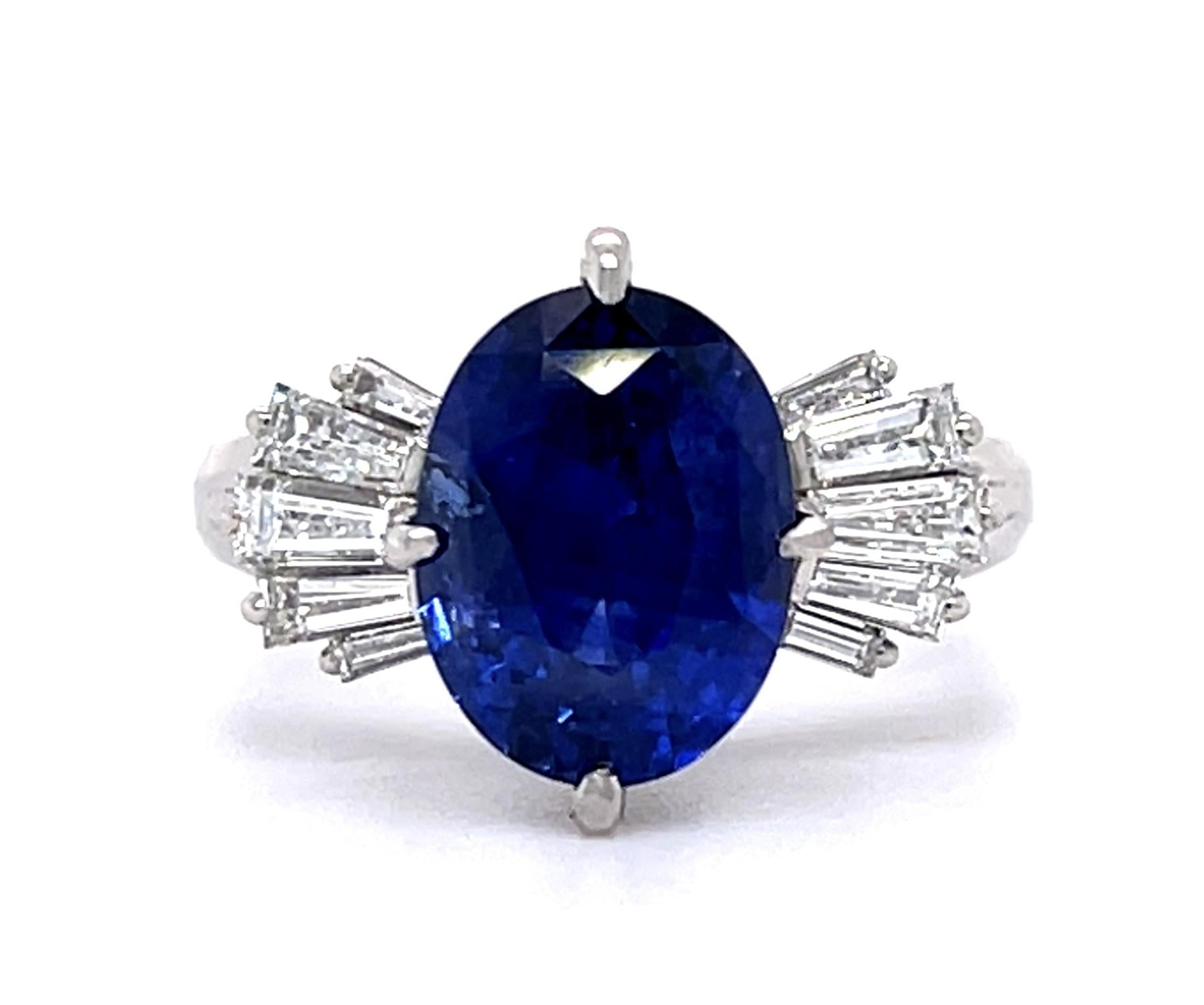 4.81ct Sri Lanka Ceylon Heated Sapphire .60ct Diamond Platinum Ring
