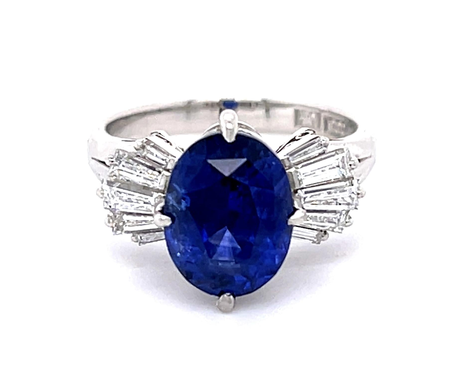 4.81ct Sri Lanka Ceylon Heated Sapphire .60ct Diamond Platinum Ring