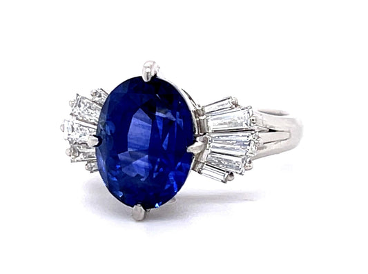 4.81ct Sri Lanka Ceylon Heated Sapphire .60ct Diamond Platinum Ring