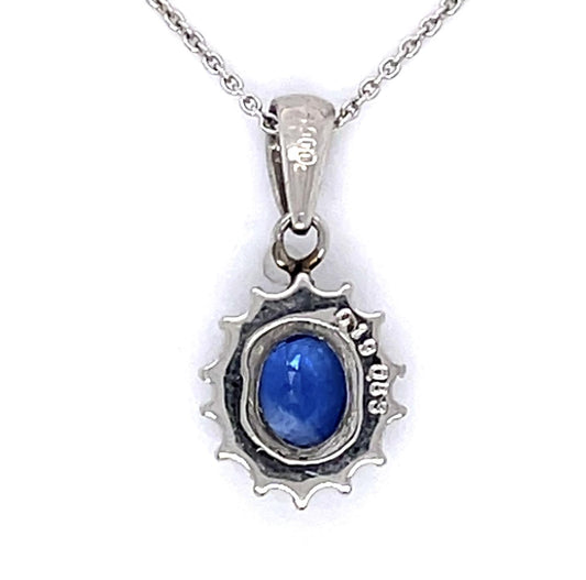 .88ct Sapphire .19ct Diamond Platinum Pendant
