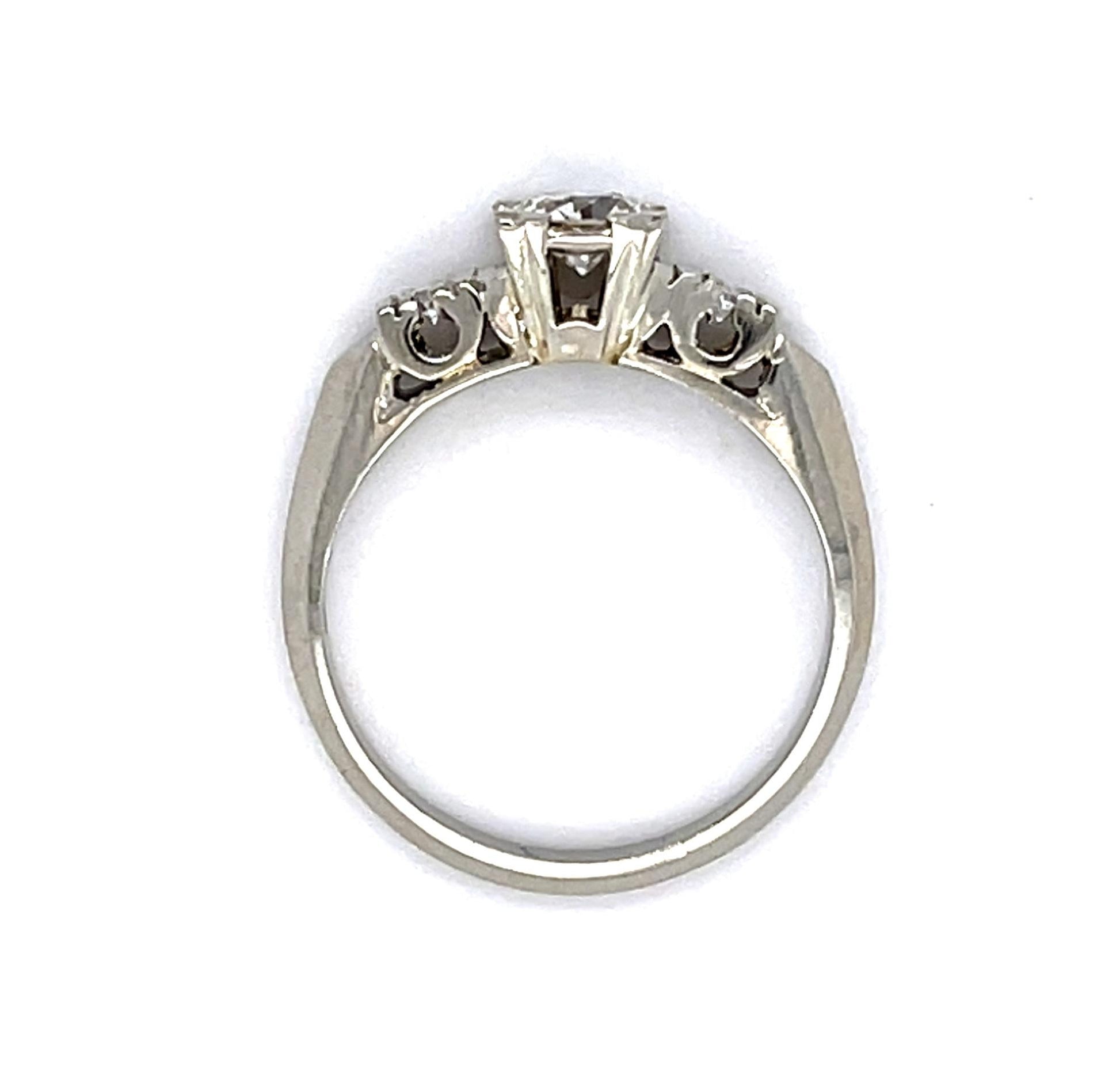 .36ct Old European Center Diamond 14KW Ring (Vintage 1950s)