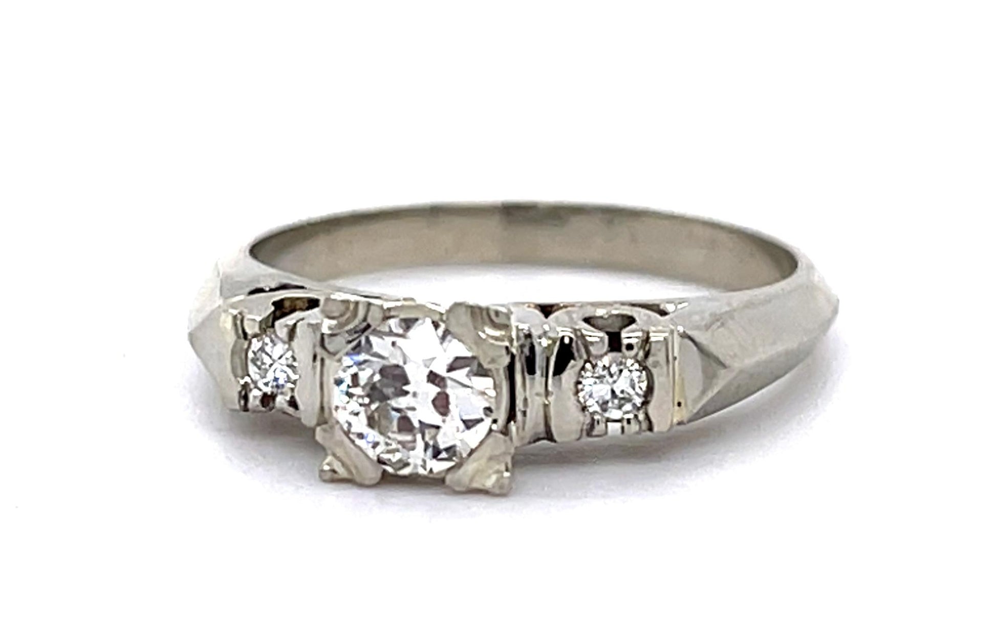 .36ct Old European Center Diamond 14KW Ring (Vintage 1950s)