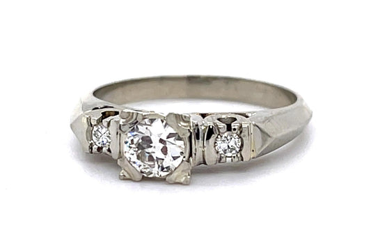.36ct Old European Center Diamond 14KW Ring (Vintage 1950s)