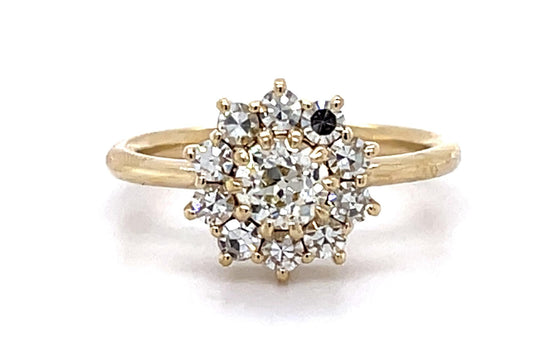 .50ct Old European Center Diamond 14KY Ring .47ct SD