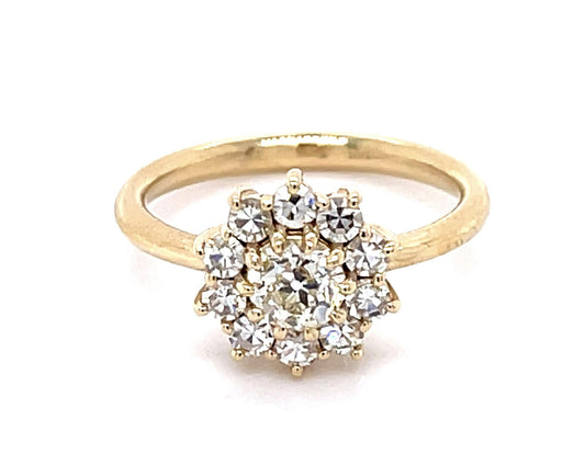 .50ct Old European Center Diamond 14KY Ring .47ct SD