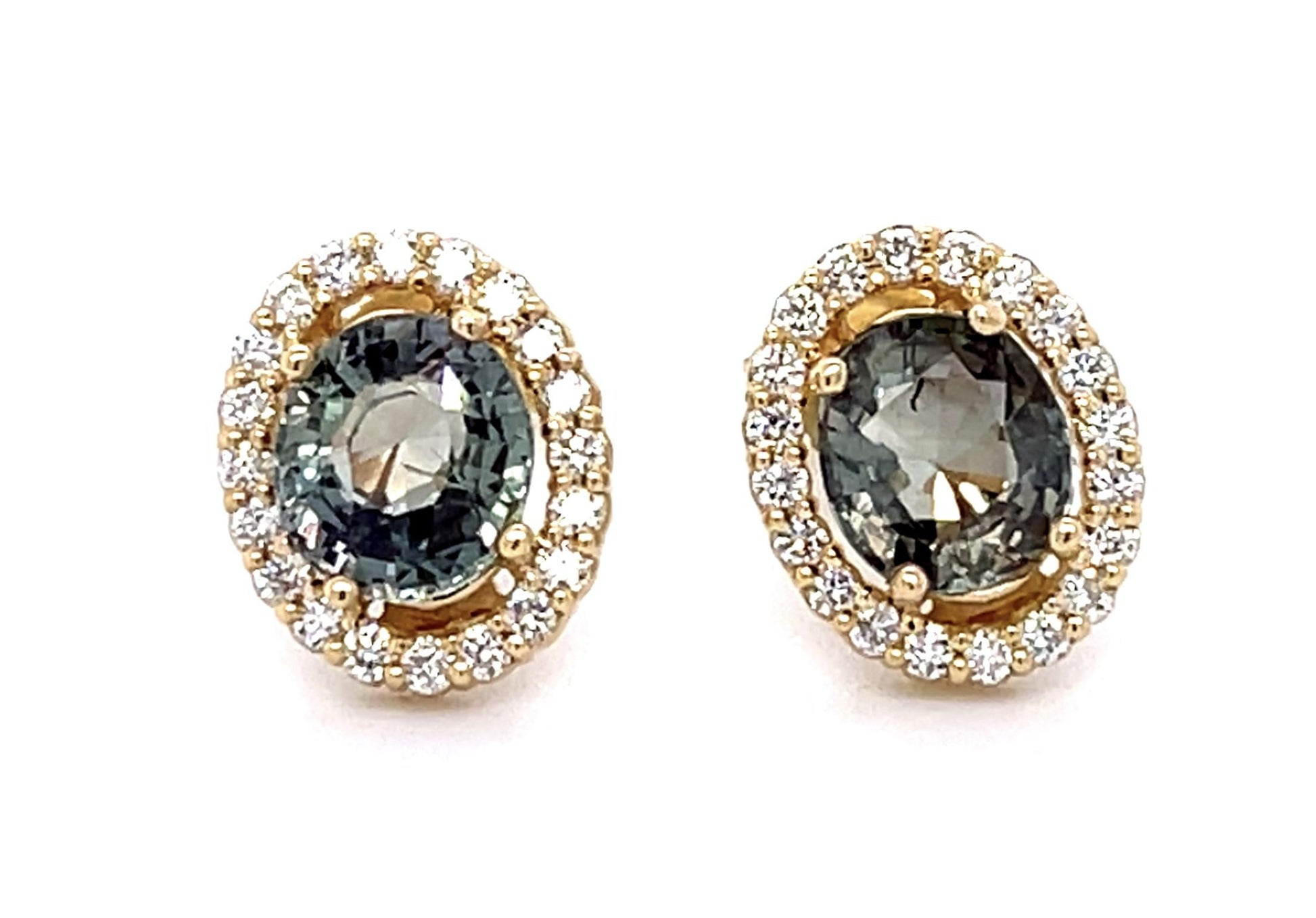 1.93ct Alexandrite .28ct Diamond 14KY Stud Earrings