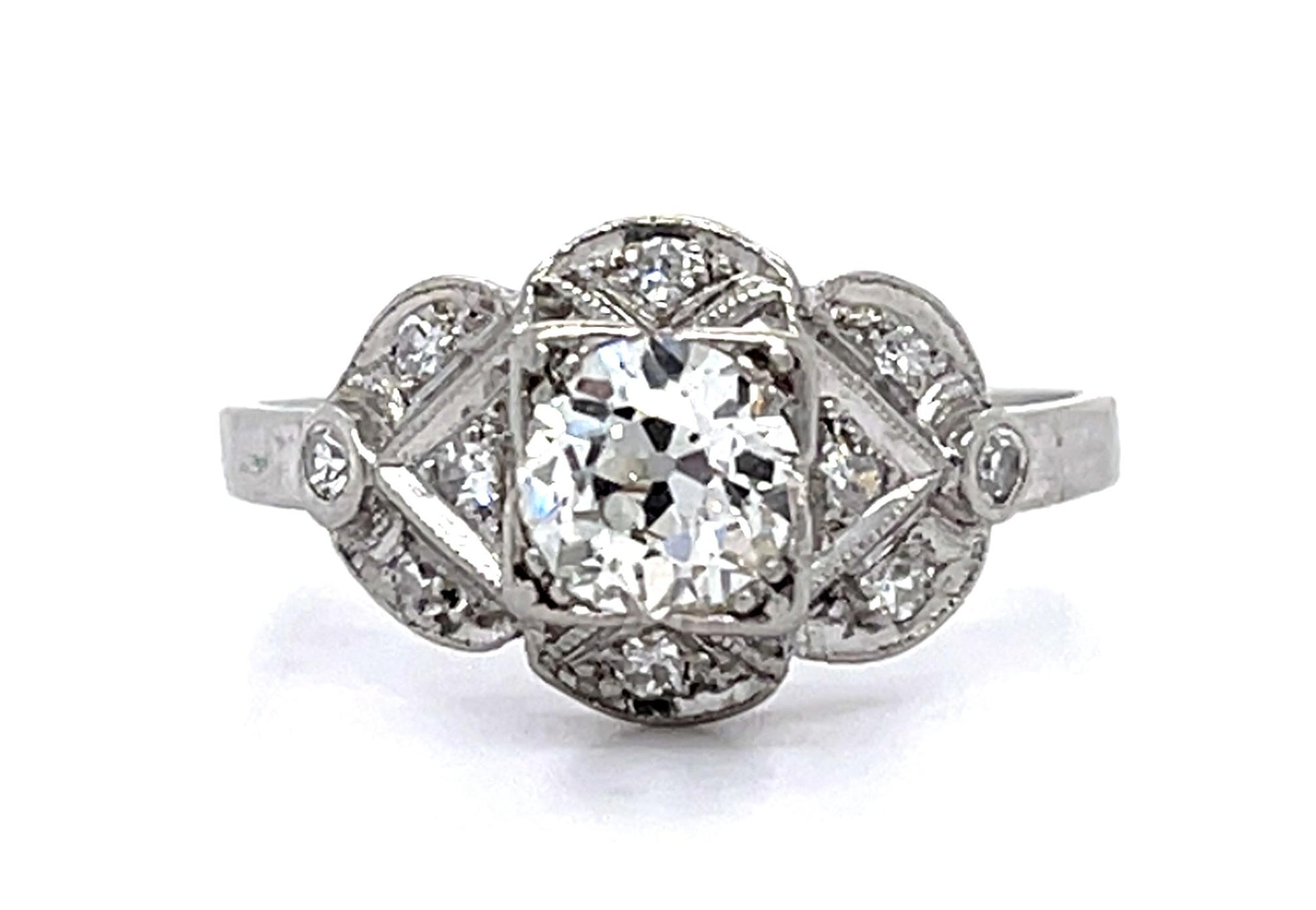 Art Deco PT .65ct Old Euro Diamond H VS1 (No Cert) Ring (Vintage 1930s)