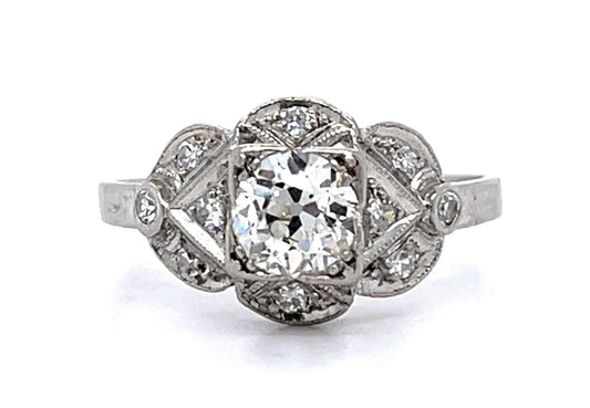Art Deco PT .65ct Old Euro Diamond H VS1 (No Cert) Ring (Vintage 1930s)