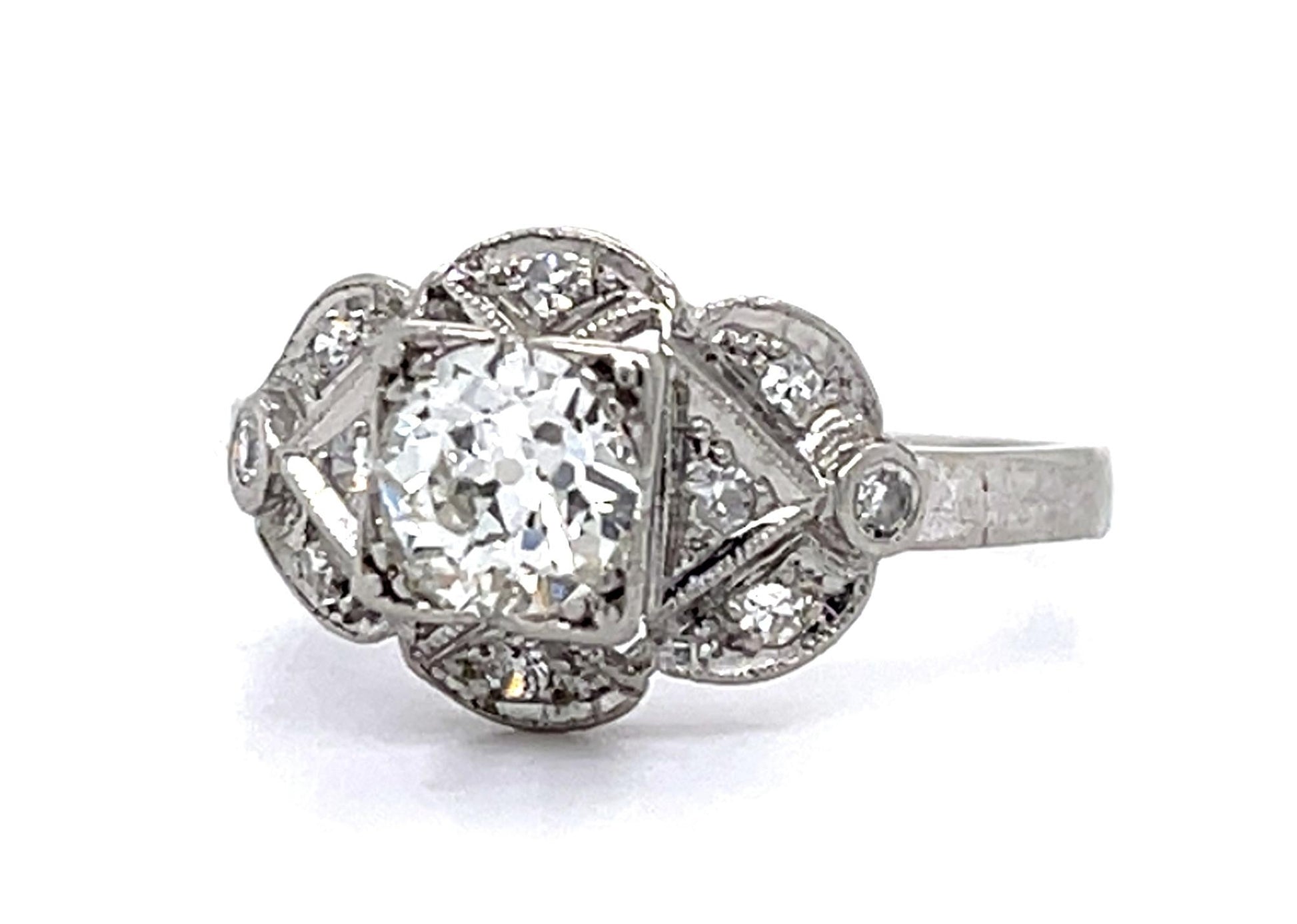 Art Deco PT .65ct Old Euro Diamond H VS1 (No Cert) Ring (Vintage 1930s)