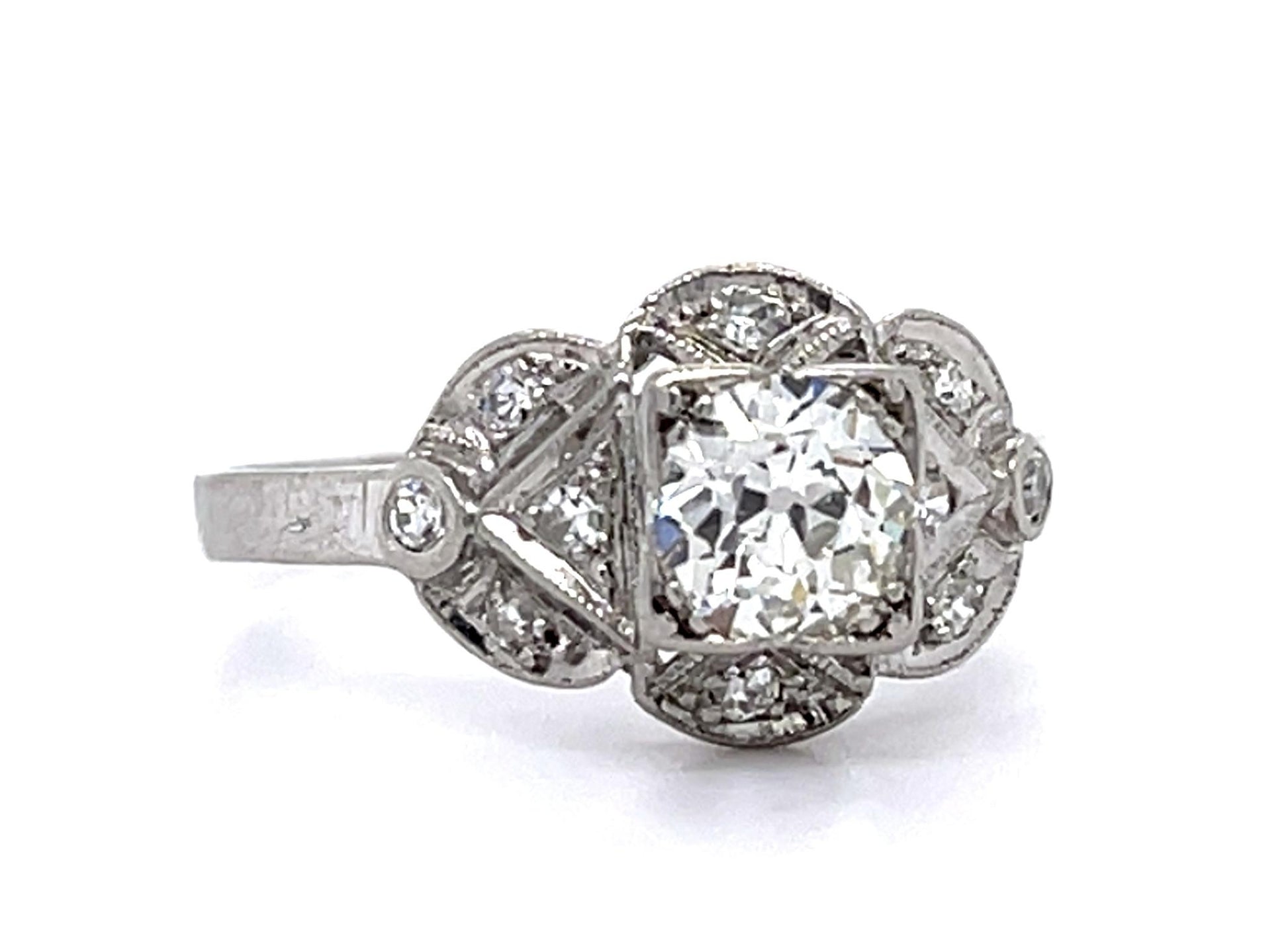 Art Deco PT .65ct Old Euro Diamond H VS1 (No Cert) Ring (Vintage 1930s)
