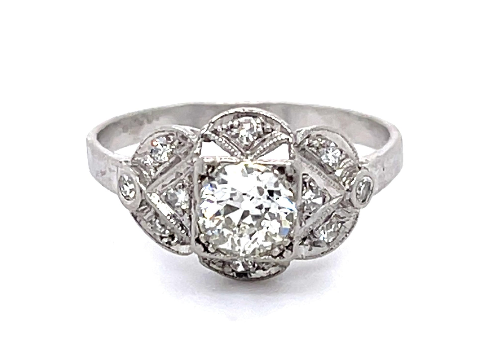 Art Deco PT .65ct Old Euro Diamond H VS1 (No Cert) Ring (Vintage 1930s)