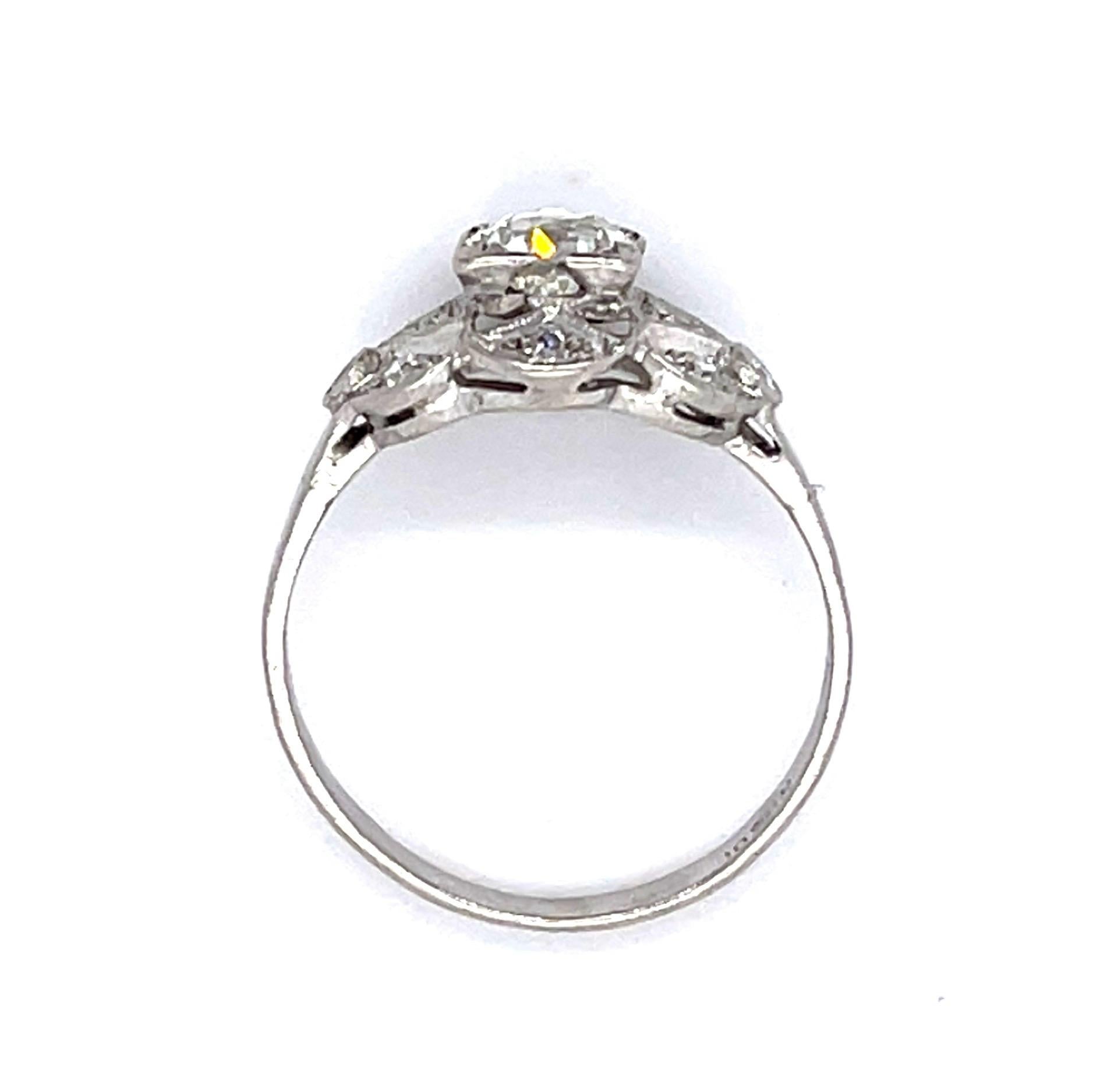 Art Deco PT .65ct Old Euro Diamond H VS1 (No Cert) Ring (Vintage 1930s)