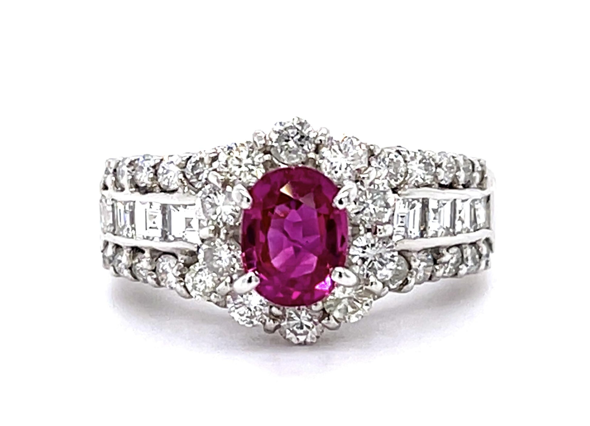 Estate  1.13ct Ruby &  1.25ctw Diamond Ring Circa 1970s Size 5.50