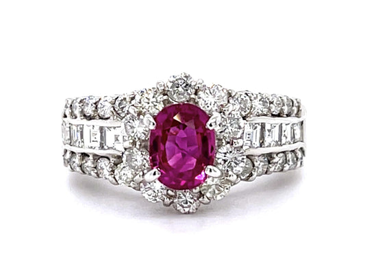 Estate  1.13ct Ruby &  1.25ctw Diamond Ring Circa 1970s Size 5.50