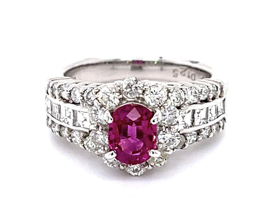 Estate  1.13ct Ruby &  1.25ctw Diamond Ring Circa 1970s Size 5.50