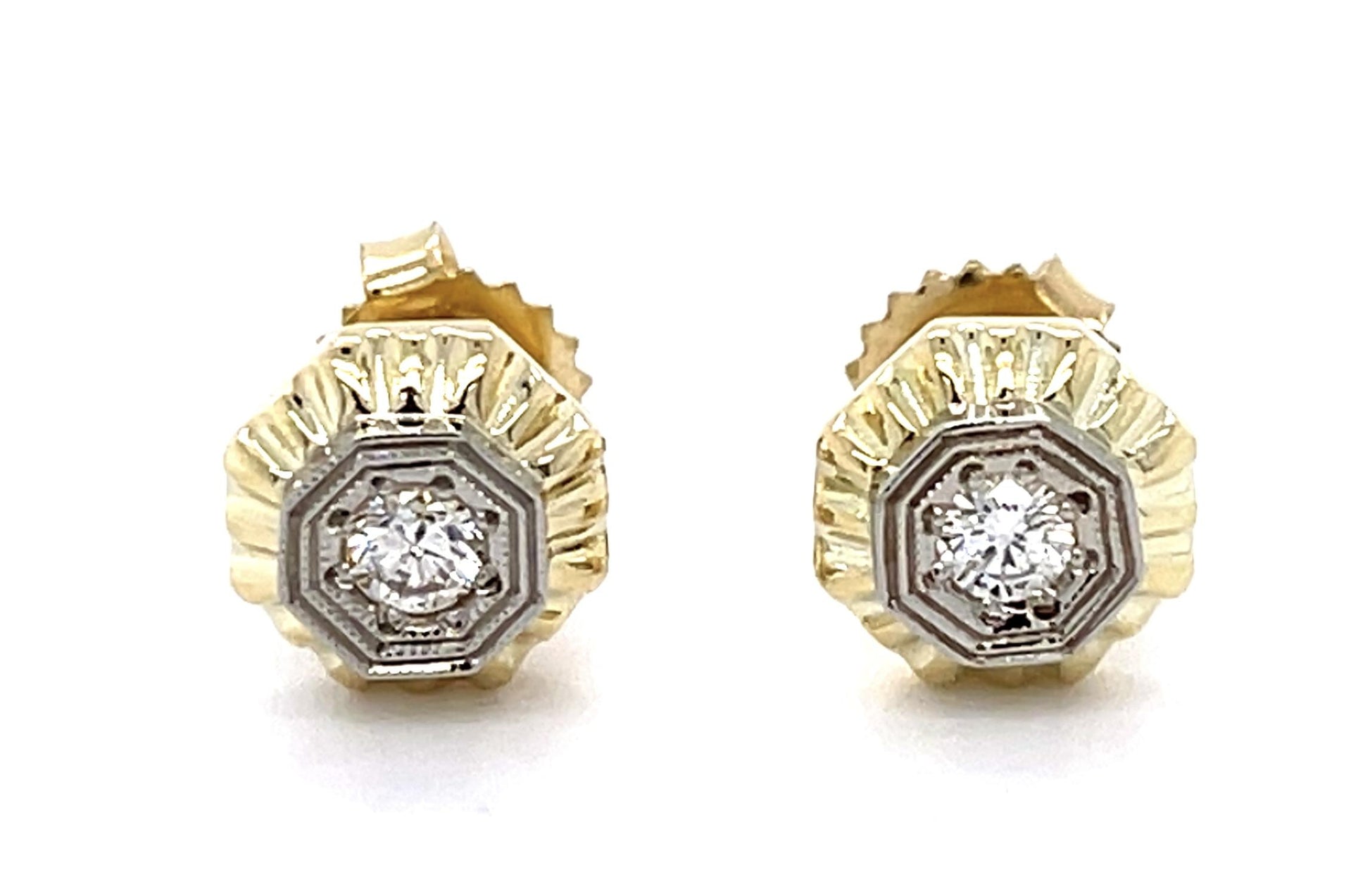 .30ct Diamond 14KY Two Tone Stud Earrings