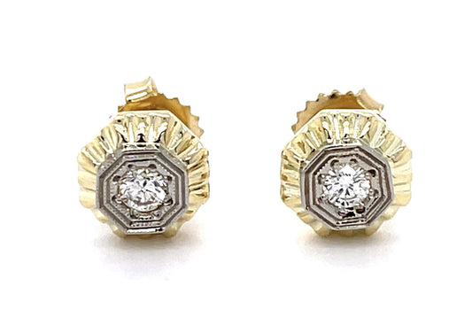 .30ct Diamond 14KY Two Tone Stud Earrings