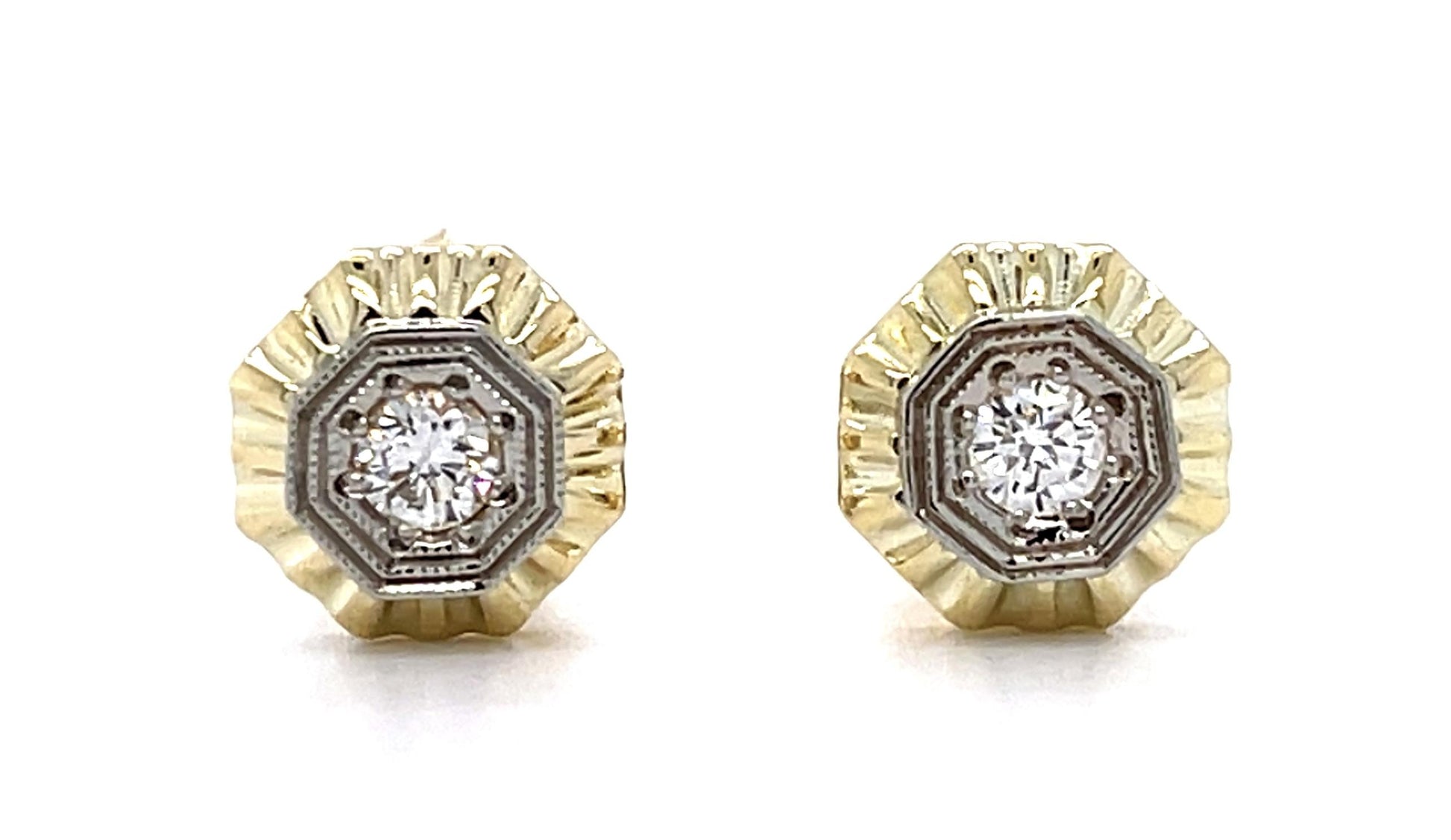 .30ct Diamond 14KY Two Tone Stud Earrings