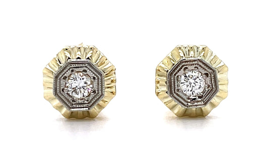 .30ct Diamond 14KY Two Tone Stud Earrings