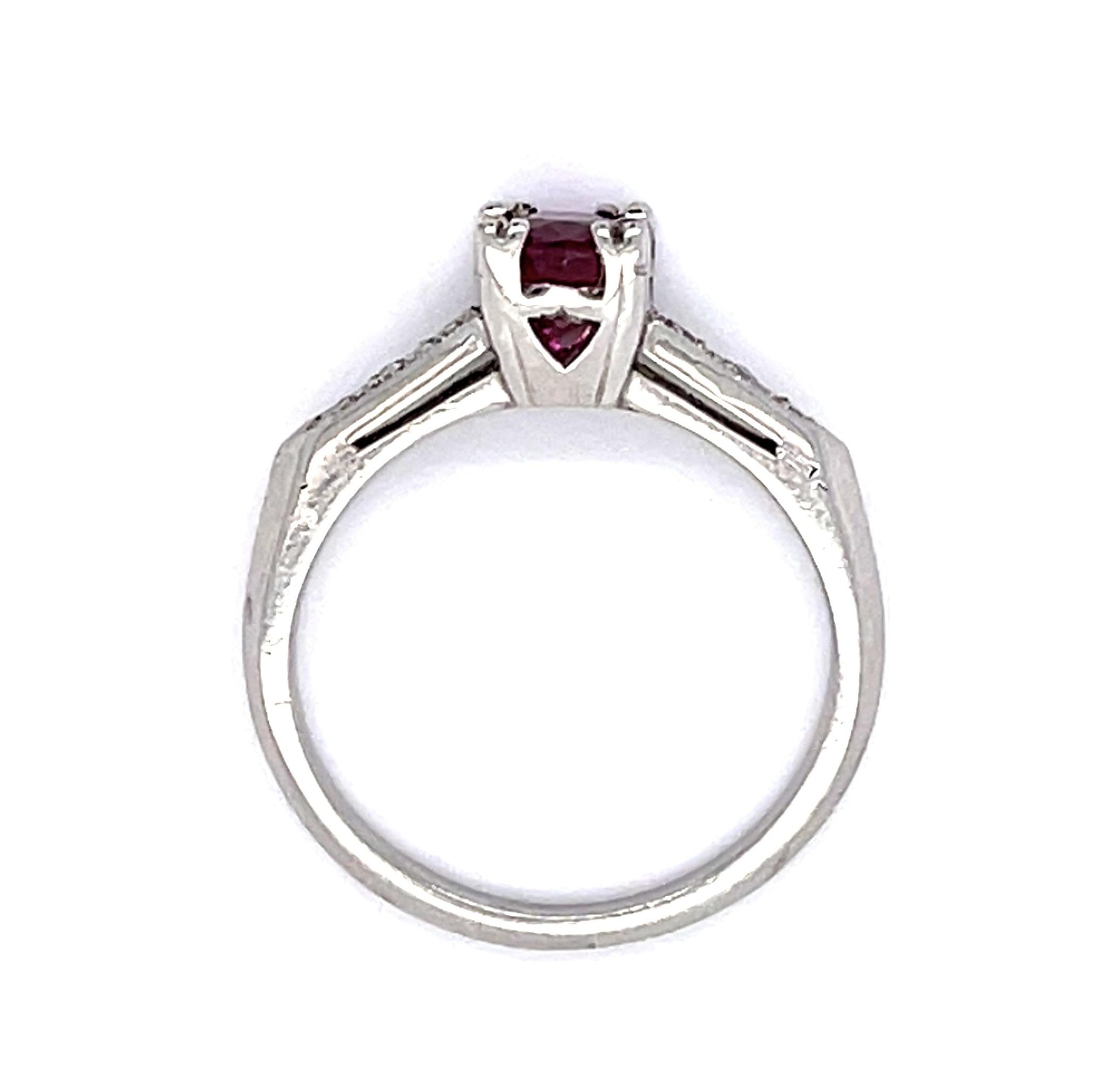 PL Ruby & Diamond Ring 4.9gr 1.11ct(rby) 0.08ct twt(dia) Circa 1940s